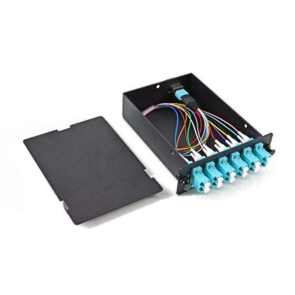 Fiber optic cassette module 12/24 Port multimode 10G OM3 preloaded with MPO MTP to LC fanout cable patch cord