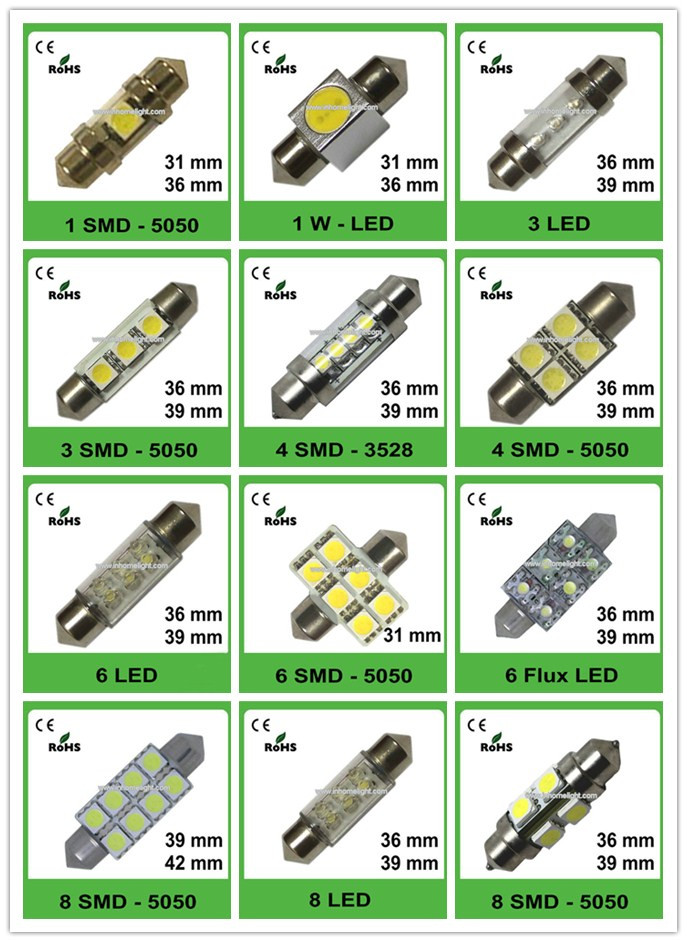 Super Bright Led License Plate Light Bulbs 12 Volt 6PC 3 Chip SMD 5050