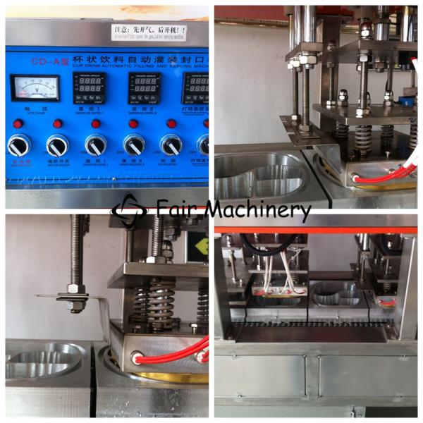 900P/H 3.6KW Plastic Food Container Sealing Machine Yogurt Filling 500kg