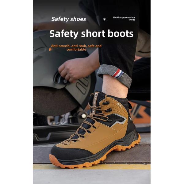 Brown / Green / Black OEM Security Work Boots Microfiber Leather Steel Toe Kevlar Midsole Work Shoes Rubber Sole