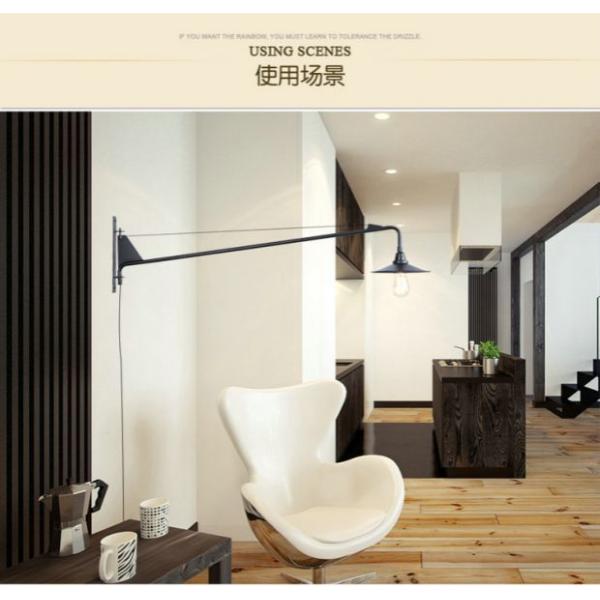 Retro Long swing arm wall lamp for living room Bathroom Vanity Replica Designer black wall lamp(WH-OR-237)
