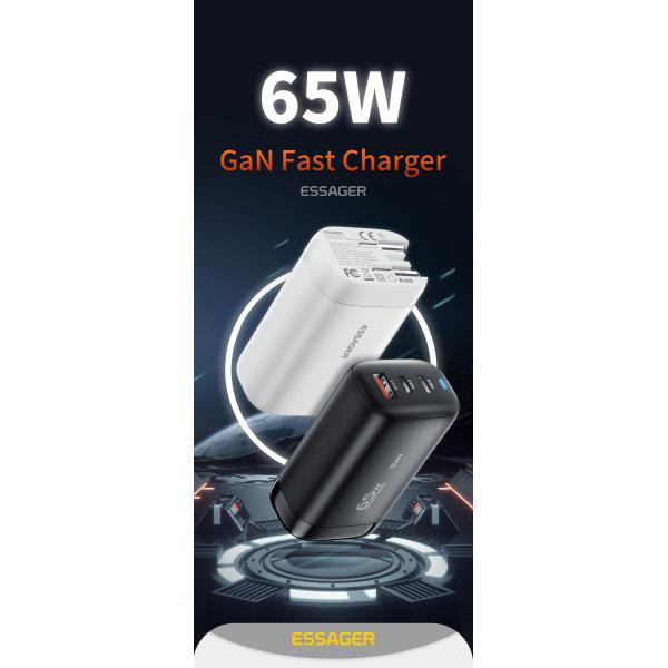 Essager USB C + A GaN Wall Phone Fast Charger 65W