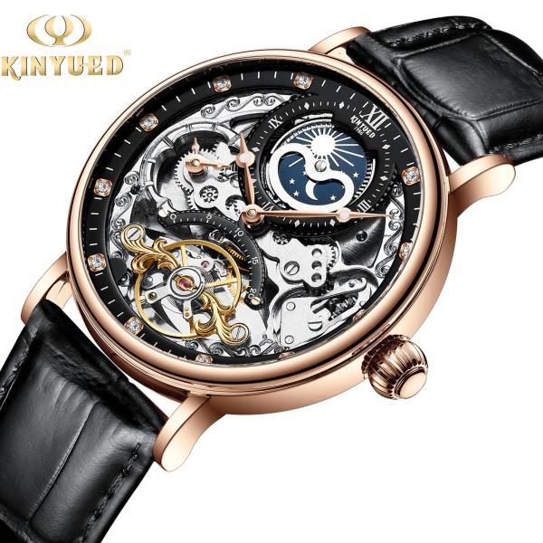Quality Elegant Appearance Tourbillon Mechanical Watch Moon Phase Mechanical Wrist Watch for sale