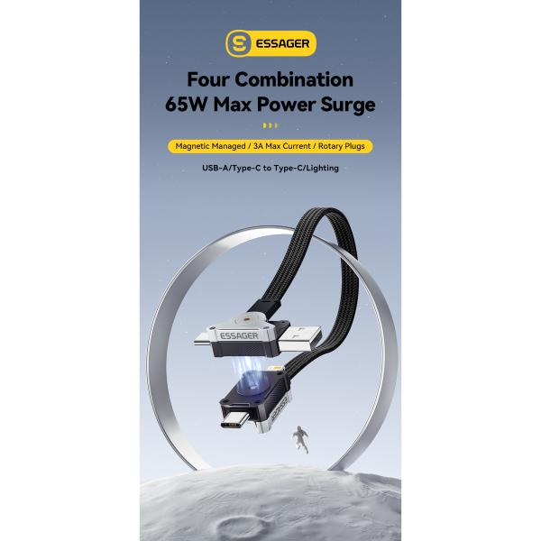 ESSAGER ES-X63 Series 4 in 1 QC PD USB A/C to USB C/L Charging Data Cable