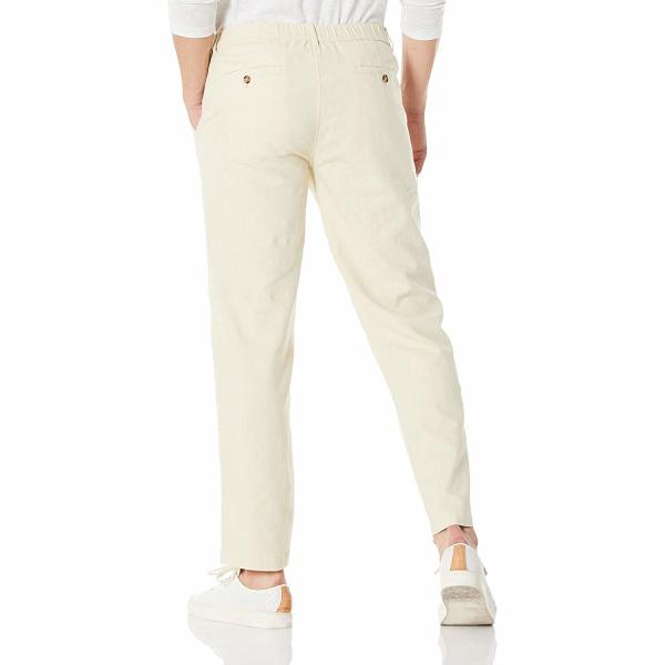 Drawstring Cropped Cotton Mens Casual Linen Pants Loose Leg Breathable