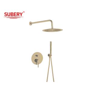 China Brushed Golden Classical Rain Shower With Handle Concealed In Wall wholesale