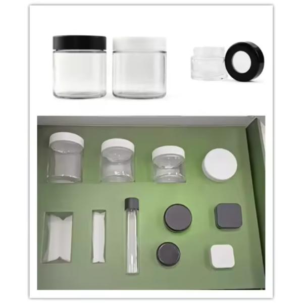 1oz 4oz Custom Childproof Round Child Resistant Packaging Smell Proof Container Child Proof Glass Jar With CR Lid Logo