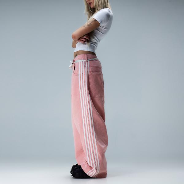 Clothing Manufacturers Custom High Quality Blank Acid Wash Stacked Jean Denim Stacked Sweatpants Straight Leg With Stripe