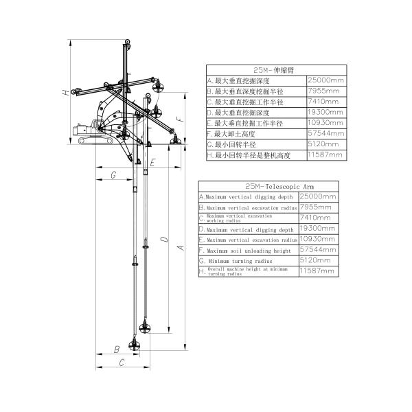 Telescopic Excavator Telescopic 25m 30m 32m With Clamshell Bucket for Excavator