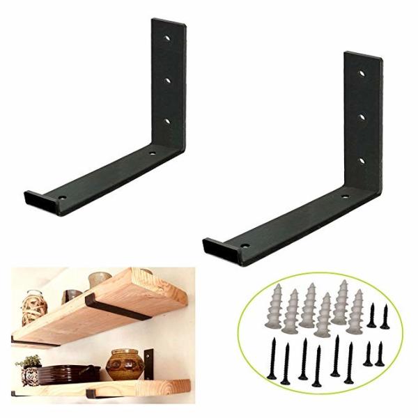 Quality Heavy Duty Carbon Steel Wall Bracket in Rustic Black for Floating Shelf Installation for sale