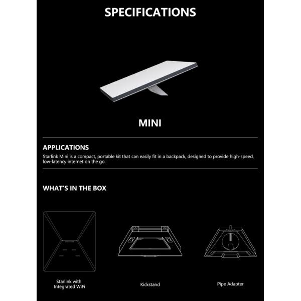 STARLINK Mini Mini Starlink Mount Kit AC Dual Band Wi-Fi System - White Starlink Mini Internet Kit