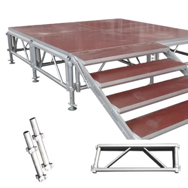 Adjustable Portable Stage Platform Modular System Square Red Finish Aluminum Alloy Stage