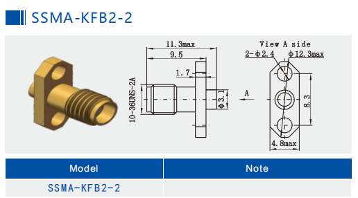 50Ω SSMA 2 Hole Flange Mount Jack Mini SMA Female RF Coaxial .086 Cable Connector 18GHz