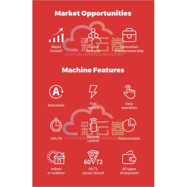 Caiyunjuan 60 Pizza Vending Machine 6800W With Microwave Oven