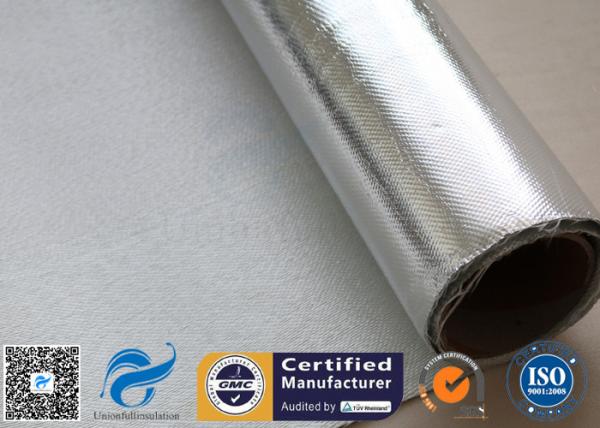 Quality Heat Reflective 0.9mm Aluminium Foil Fiberglass Silver Coated Fabric Pipe Insulation for sale