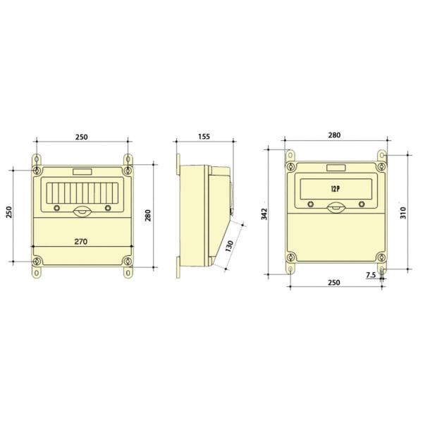 Syntax CX2 Wall Mounted Distribution Box 100AMP Three Phase Made in PC Electric Grey Stage Box 280*280*155mm