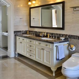 YALIG Customized Counter Wash Basin Wooden White Cabinet Bathroom Vanity