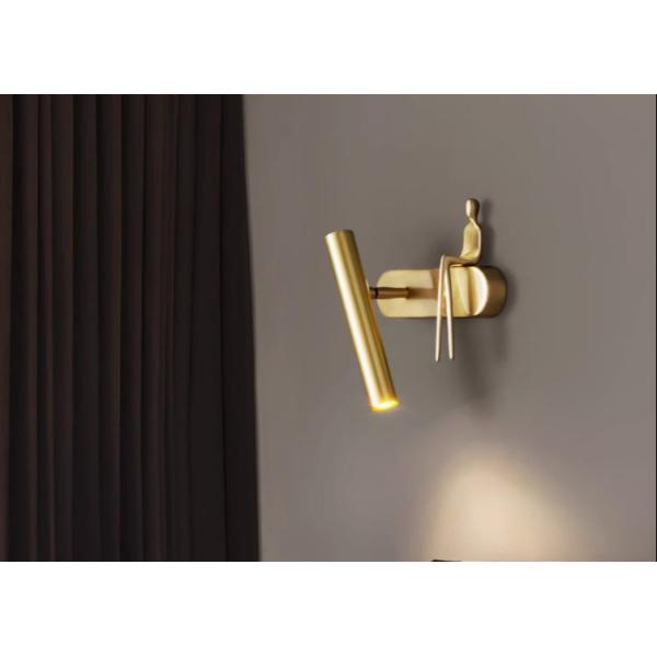 All-copper wall lamp simple bedside lamp background wall spotlight character art light luxury rotating wall lamp creative aisle lamp