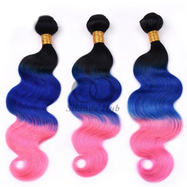 #T1B/Blue/Pink Body Wave Remy Human Hair Bundles Sew In Weave Bundles Brazilian Bundle Deals