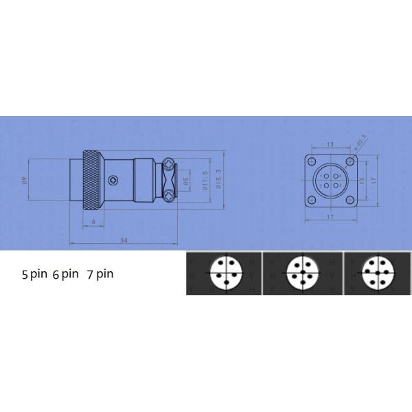 5 6 7 Pin M12 Circular Connector With Square Flange Male And Female Sets
