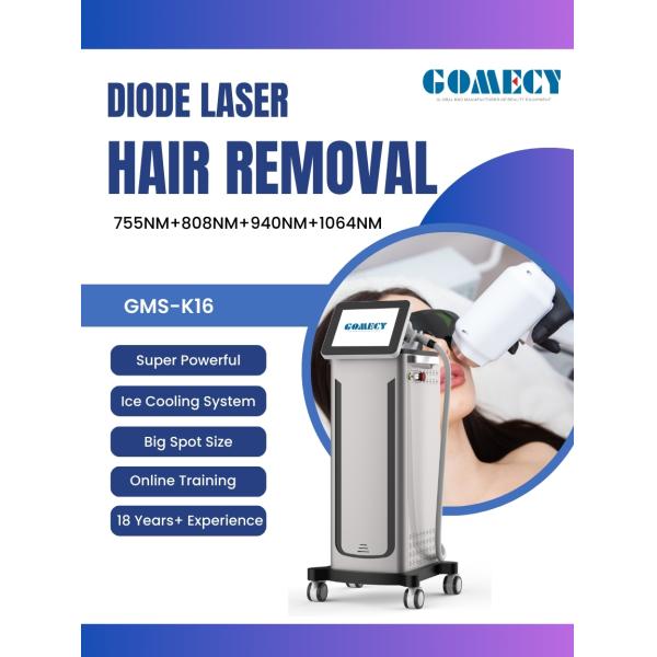 755 808 940 1064nm Diode Laser Hair Removal Device 4 Wavelength with 12*24mm/12*28mm Spot Size