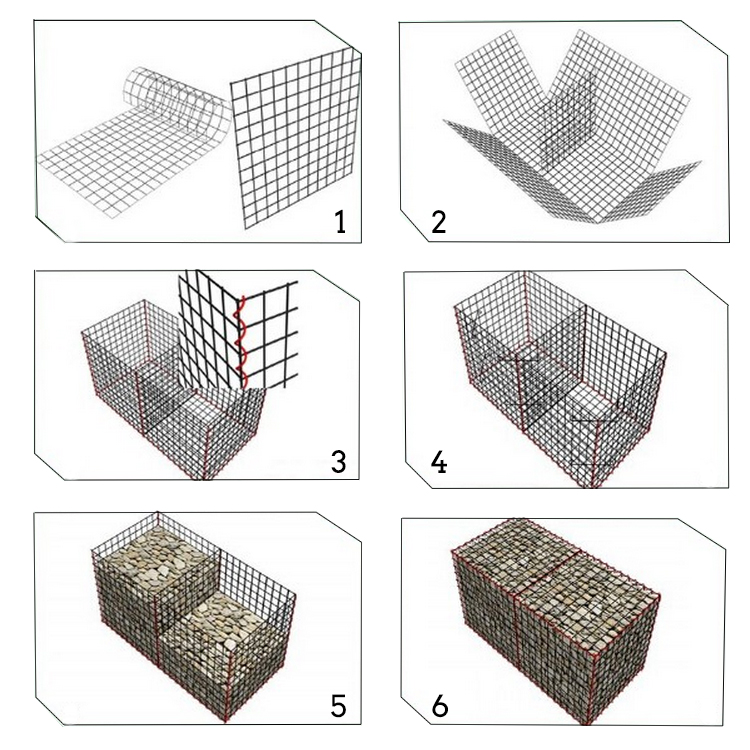2 Cells Heavy Duty Welded Gabion Box Sizes 2x1x1m