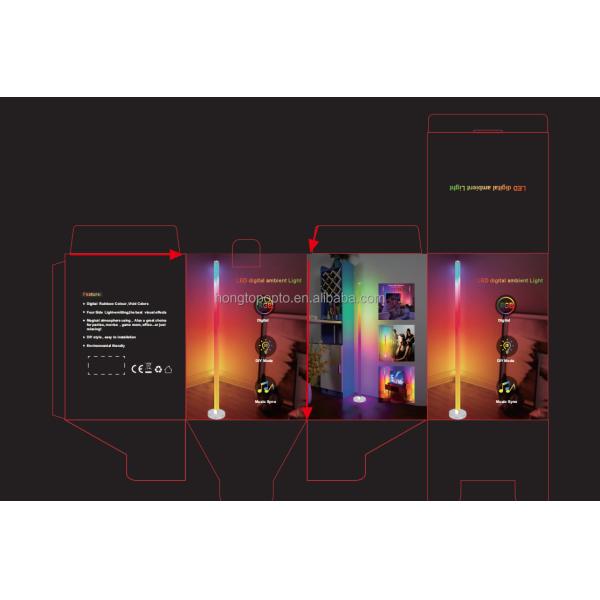 Metal Glass Shade Ambient Floor Light 150cm Colorful Remote Control Floor Lamp for Bedroom