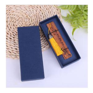 China luxury special paper texture  bookmark gift box with EVA foam tray faux leather bookmark box wholesale