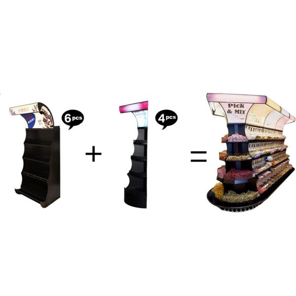 Shopping Mall Food Store Shelving Snack Food Display Stand With Advertising Light Box