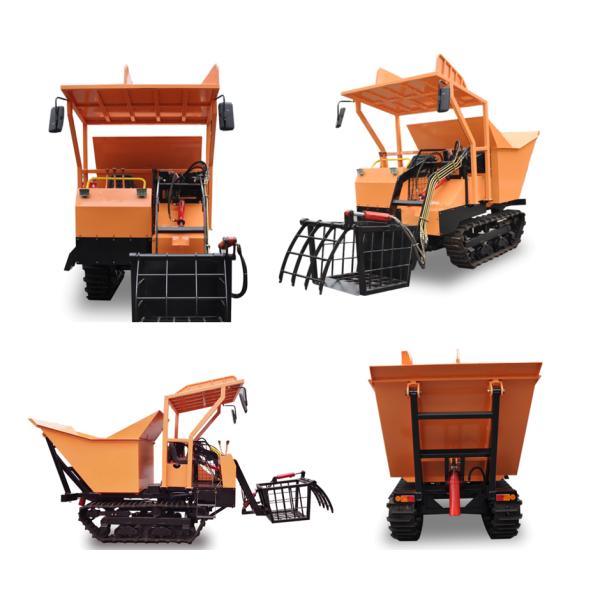 oil palm Transportation Rubber Track Crawler Carrier , Tracked Dump Truck with front loader