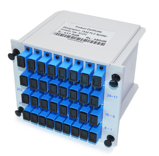 customized Fiber Optic Splitter , 1X32 Cassette PLC Splitter With SC UPC Connector