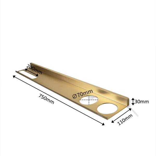 750mm Length Aluminum Wall Mounted L Floating Shelves For Bathroom