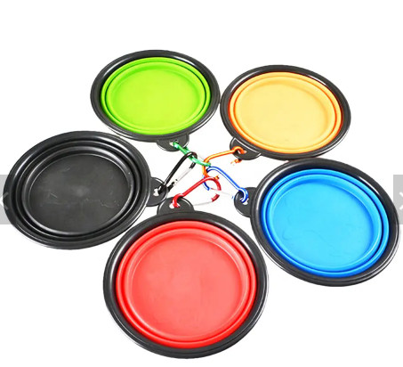 No Spill Foldable Plastic Pet Food Bowls Travel Raised Insulated Portable Dog Bowls