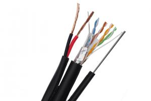 China Siamese FTP Outdoor CAT5E Cable 24 AWG Bare Copper with Messenger Black wholesale