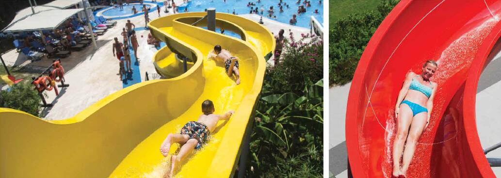 Hotel Resort commercial fiberglass water slides Adult Stimulating High Speed