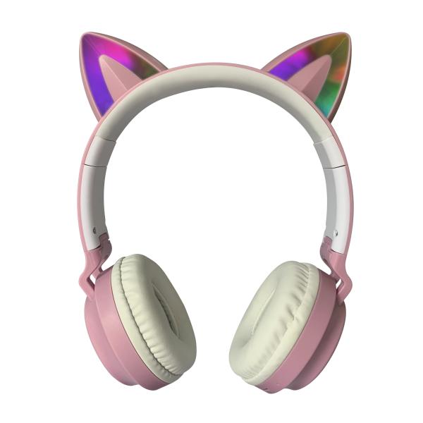 Flash Light Cute Cat Ears Wireless Bluetooth Headphones Kid Girls Stereo Headset With Mic