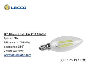 4W E14 Filament LED Bulb  6000K , Led Candle Light Bulbs For Pendant Lamps