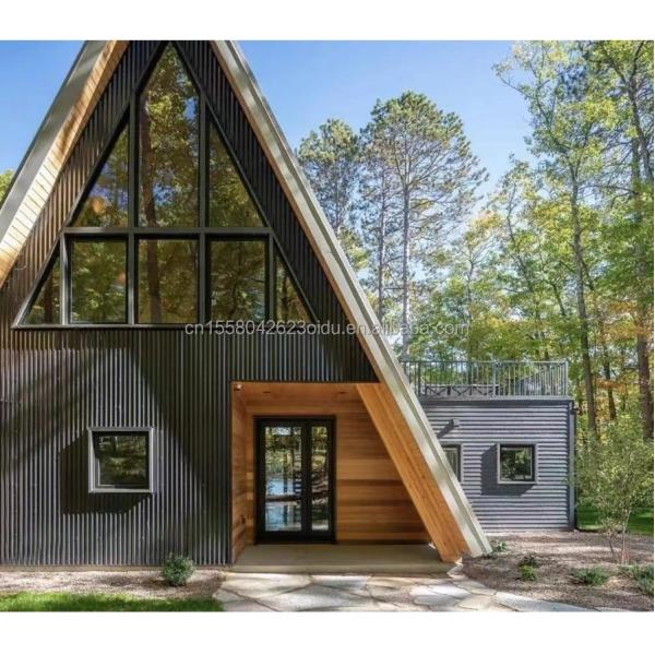 50/75/100mm Wall Wave Sandwich Panel Modern Design Triangular Modular Wooden Prefabricated House for Small Villas Luxury Style