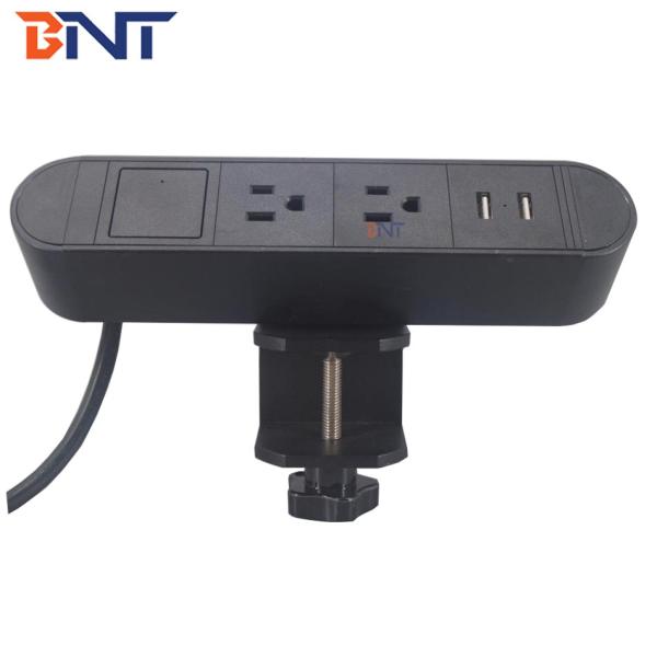 Office use clamp on table edge table socket box with usb charger