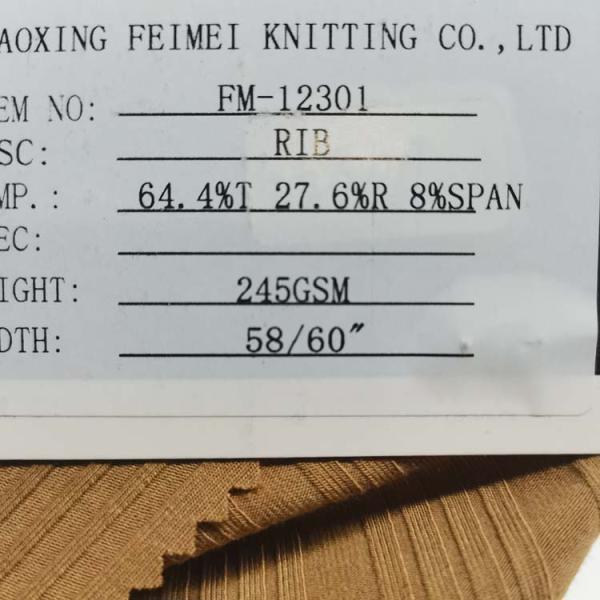 Shaoxing Feimei Factory Cotton Rayon Knitted Rib Fabric for Garment