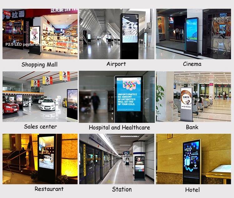 Digital LCD Signage Indoor Kiosk Narrow Bezel 55 Inch Totem Ultra Thin Design