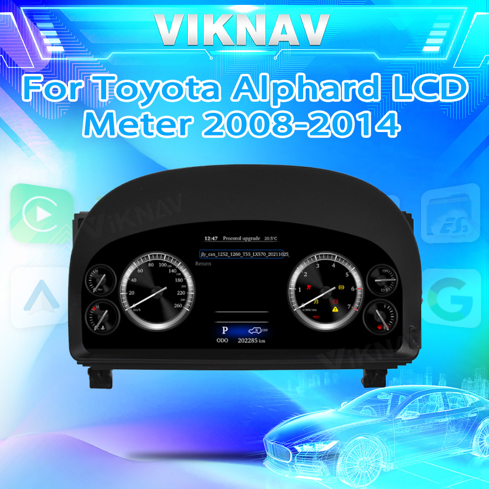 VIKNAV ODM Digital Instrument Cluster Dashboard Aftermarket Gauge Cluster Toyota Alphard 2008-2014