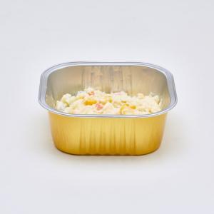 China 180ml Foil Food Container Aluminum Foil Cupcake With Lids Square Cake Pan For Desserts Flans on sale