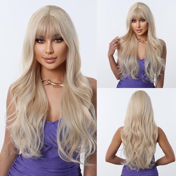 Fashion Long Body Wave Hair Blonde Synthetic Wigs For Women