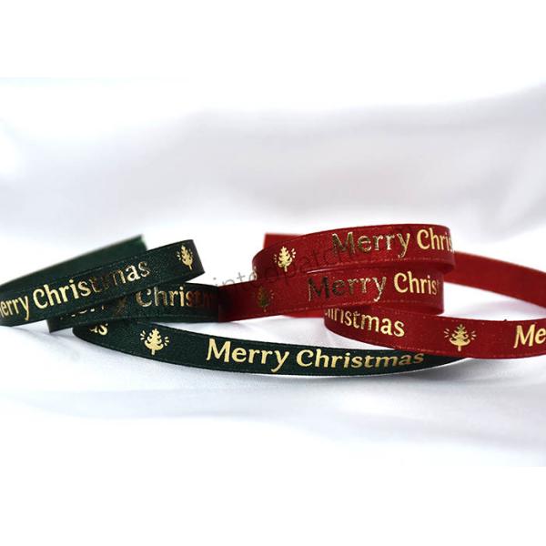Personalized SGS Polyester Christmas Satin Ribbon Washable