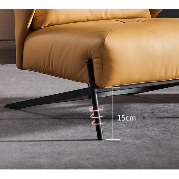 Coffee Shop Brown Leather Leisure Chairs With Black Legs