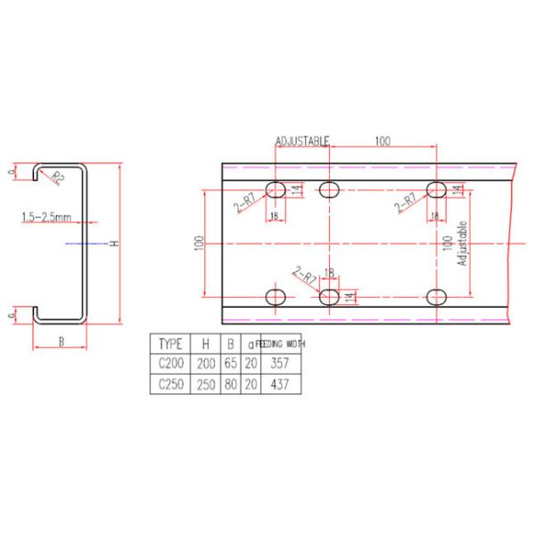Galvanized Sheets Purlin Roll Forming Machine With Post Punching / Cutting