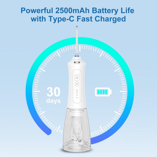 Powerful Pulsation Water Flosser 2500mAh Battery Cordless Oral Irrigator Dental