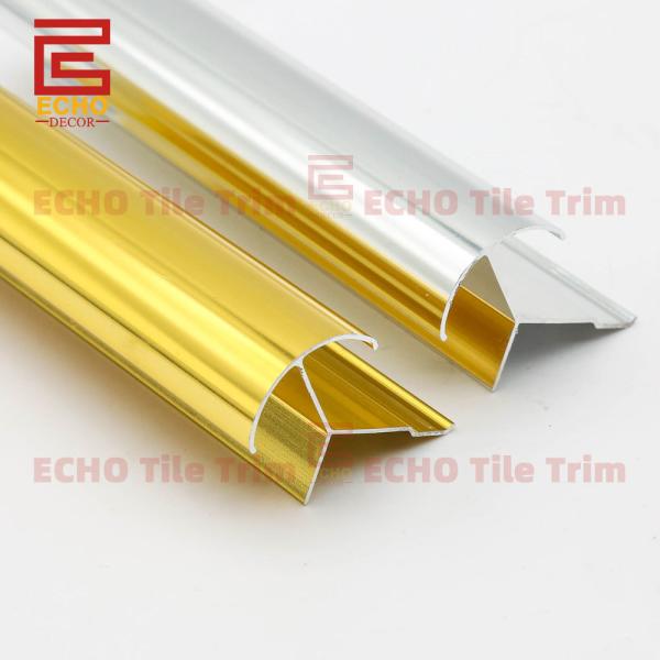 Aluminum Gold Tile Trim 2.5m Double Edge Rounded Corners