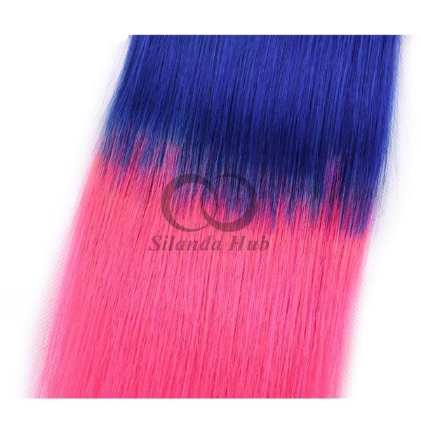 #T1B/Blue/Pink Straight Remy Human Hair Bundles Sew In Weave Bundles Brazilian Bundle Deals